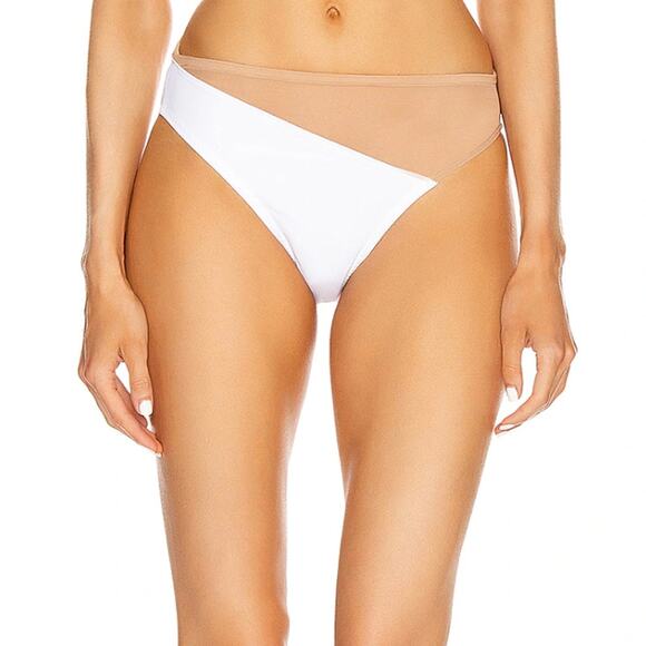 Norma Kamali | NWT Snake Mesh Bottom Swimsuit in White & Nude Mesh XS - Picture 1 of 12